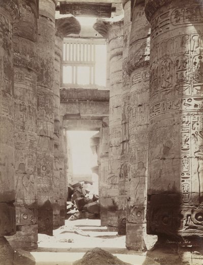 Salão do Hipostilo no Templo de Karnak, vista do Salão do Hipostilo de Antonio Beato
