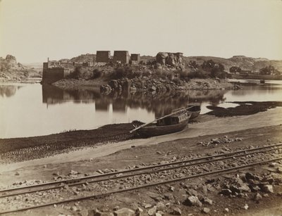 Philae, vista da margem leste do Nilo, noroeste de Antonio Beato