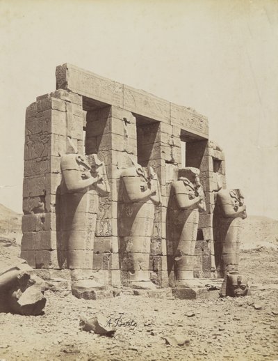 Ramesseum, Tebas, vista do sudeste da Segunda Corte de Antonio Beato