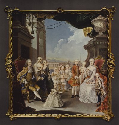 A Imperatriz Maria Teresa e sua família no terraço do Palácio de Schonbrunn de Antonio Bencini