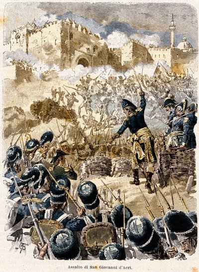 Campanha do Egito: O Cerco de São João de Acre por Napoleão Bonaparte (1769-1821) 1799 Gravura de Antonio Bonamore (1845-1907) de "" Napoleon Story "" 1893 de Antonio Bonamore