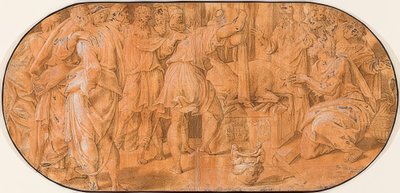 Elias sacrifica na presença de Acabe. Por volta de 1557 de Antonio Campi