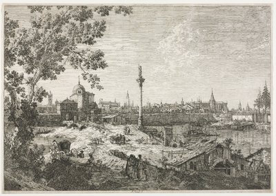 Panorama de uma cidade em um rio de Antonio Canaletto