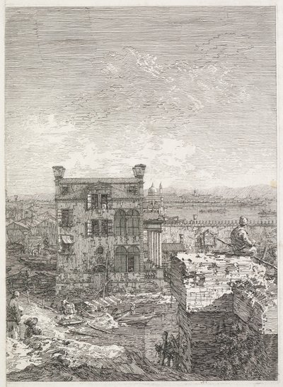 Exibições: Uma casa rodeada por seis colunas, 1735-1746. de Giovanni Antonio Canal