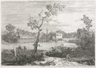 Vistas: Vista de Burano, uma cidade em uma ilha na Lagoa de Veneza de Antonio Canaletto