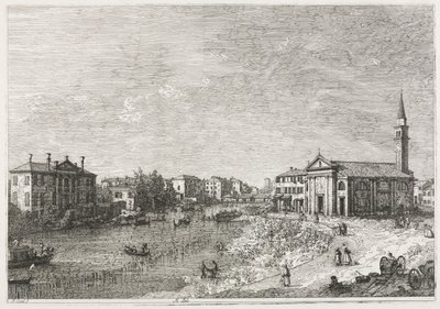 Vistas: Vista de Dolo, uma cidade no Brenta, a oeste de Veneza de Antonio Canaletto