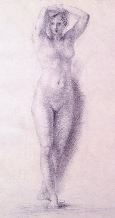 Figura feminina com braços levantados por Antonio Canova (1757-1822), desenhando de Antonio Canova