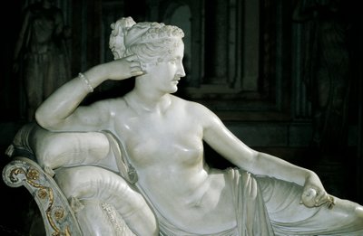 Paolina Borghese como Venus Victrix, de Antonio Canova (1757-1822), mármore branco de Antonio Canova