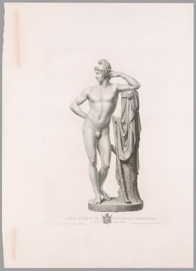 Paris apoiado num cepo de árvore, vista frontal, de Oeuvre de Canova de Antonio Canova