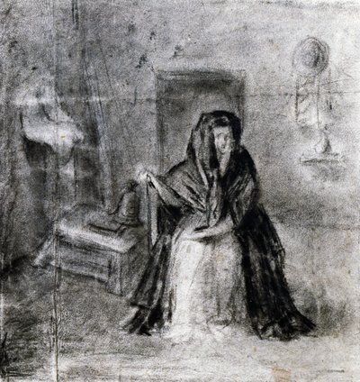 Mulher sentada, de Antonio Canova (1757-1822), desenhando de Antonio Canova