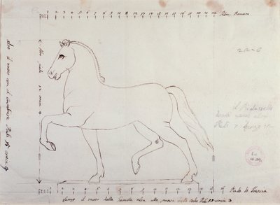 Estudo para um cavalo para um monumento equestre (desenho de Antonio Canova