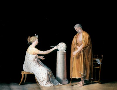A musa Urania e Thales. Tempera de Antonio Canova (1757-1822), cerca de 1798. de Antonio Canova