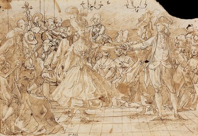 ""Minuet"" - Obra de Antonio Casanovas Torrents (1752-1796) Caneta Minueto, tinta da china castanha sobre papel c. 1780 Museu Nacional de Arte da Catalunha, Barcelona 20,9x30 de Antonio Casanovas i Torrents
