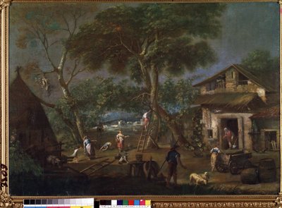 "Paisagem italiana Uma quinta na zona rural italiana. Pintura de Antonio Diziani (1737-1797) Mikalojus Konstantinas Ciurlionis Museum of Fine Arts, Kaunas, Lituânia de Antonio Diziani