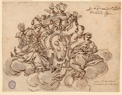 Projeto para um teto (?) Pintura com o brasão do Cardeal Francesco Maria de