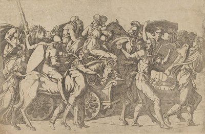 Um exército romano em marcha - comboio de tropas, 1540-45. de Antonio Fantuzzi