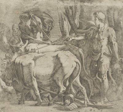 Cadmus lavrando o campo onde semeou os dentes do dragão, 1540-45. de Antonio Fantuzzi