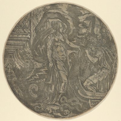 Circe dando uma bebida aos companheiros de Ulisses, 1540-45. de Antonio Fantuzzi
