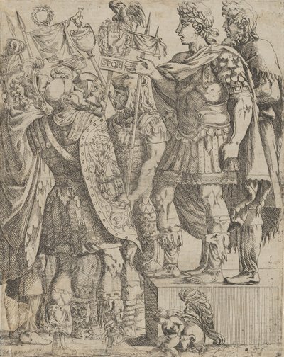 Imperador dirigindo-se a seus soldados, ca. 1542-45. de Antonio Fantuzzi