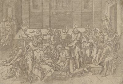 Jesus lavando os pés dos discípulos, 1540-45. de Antonio Fantuzzi