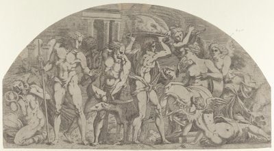 Meleager trazendo a cabeça do javali para Atalanta, 1540-45. de Antonio Fantuzzi