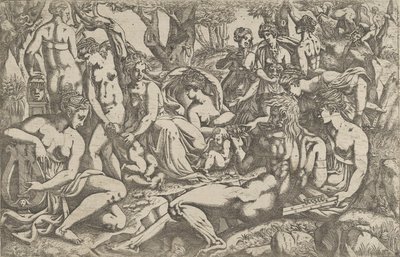 Musas no sopé do Monte Parnaso, 1540-45. de Antonio Fantuzzi