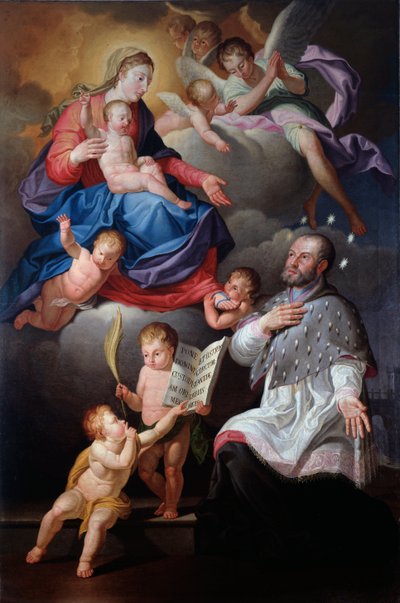 São João de Nepomuk com a virgem e a criança (óleo sobre tela de Antonio Giolfi