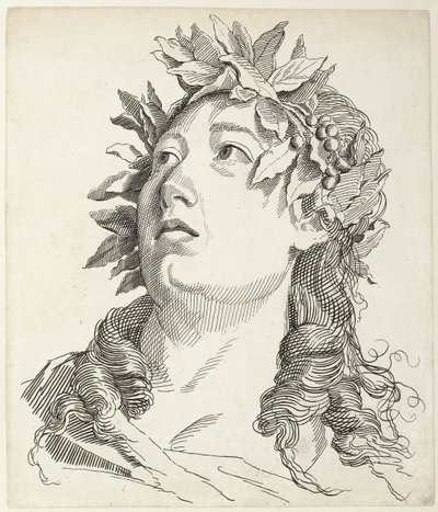 Cabeça de mulher com coroa de louros Quatro cabeças (título da série) de Antonio Giuseppe Barbazza