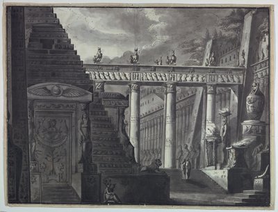 Cenário, Pátio de um Templo Egípcio de Antonio Giuseppe Basoli