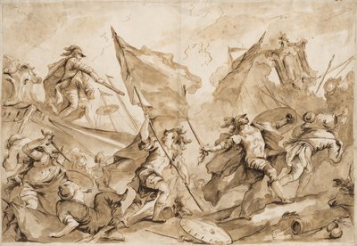 Jacopo Marcello dirigindo o assalto a Gallipoli de Antonio Guardi