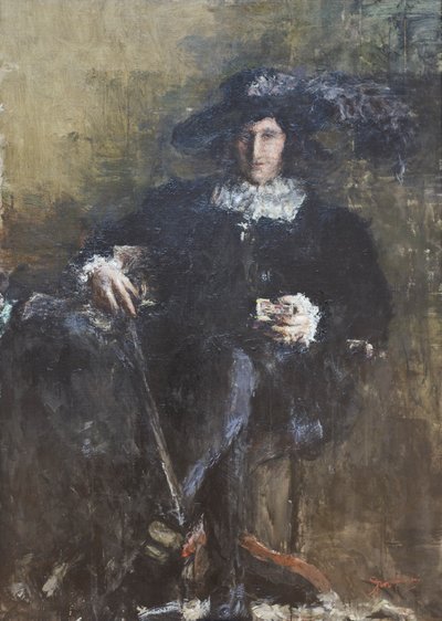 Mosqueteiro sentado, c.1920 (óleo sobre tela) de Antonio Mancini