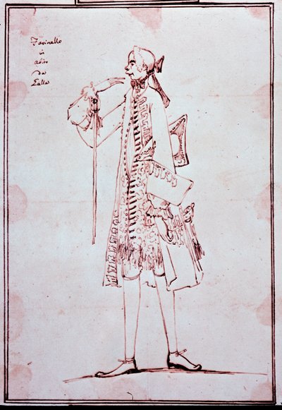 Retrato de Carlo Broschi chamado Farinelli (1705-1782) Castrato italiano (castrato) Cartoon de Anton Maria Zanetti (1680-1767). Século XVIII. Coleção particular. de Antonio Maria Zanetti