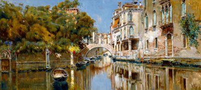 Canal em Veneza sob o sol de Antonio Maria de Reyna Manescau