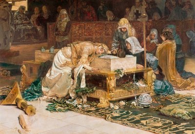 "Os Amantes de Teruel", pintura de Antoni Munoz i Degrain (1841-1924). Detalhe. 1884 de Antonio Munoz Degrain