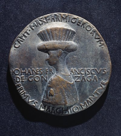 Medalha de bronze de Gianfrancesco Gonzaga (1395-1444), anverso, desenhada por Antonio di Puccio Pisano, conhecido como Pisanello (1395-1455 circa), diâmetro 10,20 cm de Antonio Pisanello
