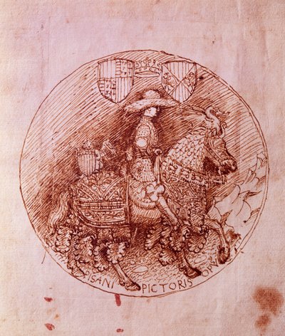 Desenho da medalha de Alfonso de Aragão, de Antonio Pisanello (1395-1455) de Antonio Pisanello