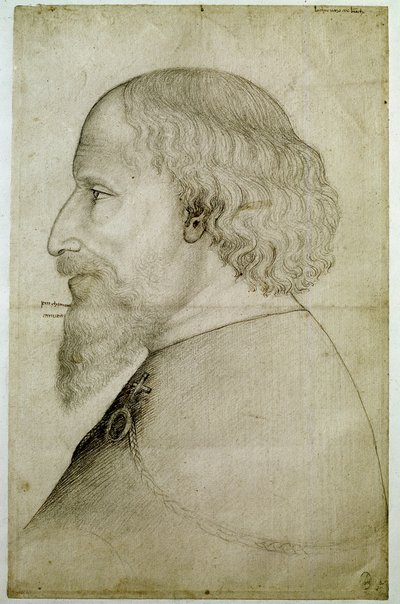 Imperador Sigismond do Luxemburgo (1368-1437), visto em busto, de perfil à esquerda. Desenho de Antonio di Puccio Pisano dit Pisanello (antes de 1395-1455). Pedra preta. Dim: 41,1x55,9 cm. de Antonio Pisanello
