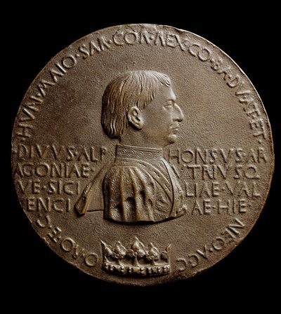 Medalha de Alfonso V de Aragão (Alfonso o Magnânimo ou o Grande). Em italiano Alfonso il magnanimo ou Alfonso V di Aragona de Antonio Pisanello