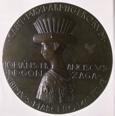 Medalha de retrato representando Gianfrancesco Gonzaga (13945-1444) 1446-8 (bronze) (para ver em verso 96844) de Antonio Pisanello