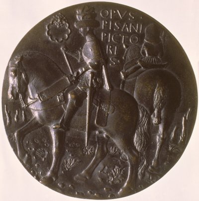 Medalha Retrato, retratando retratando Gianfrancesco Gonzaga 13945-1444 em um cavalo, 1446-8 bronze para anverso ver 96843 de Antonio Pisanello