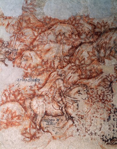 Sinopia (sub-pintura), detalhe (fresco) de Antonio Pisanello