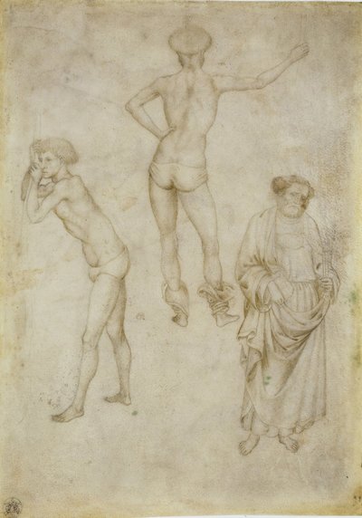 Dois estudos de figuras masculinas e São Pedro, 1430-1435 de Antonio Pisanello