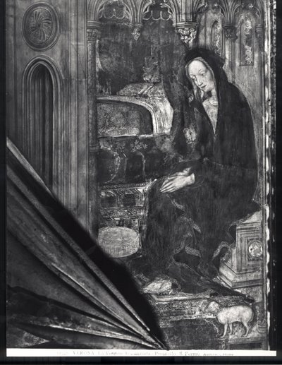 Virgem Maria, detalhe da Anunciação de Antonio Pisanello