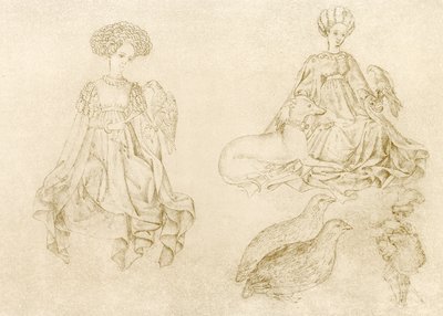 Mulheres, com, falcão, e, greyhound de Antonio Pisanello