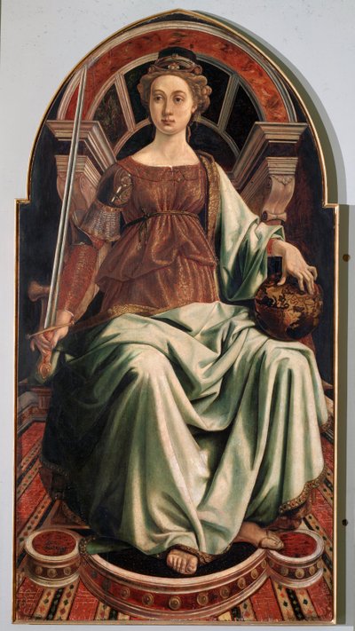 Alegoria da Justiça - óleo sobre painel, c.1470 de Antonio Pollaiuolo