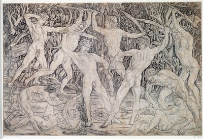 Luta de guerreiros nus Desenho de Antonio Pollaiolo (Pollaiuolo ou Benci) (ca. 1431-1498) 1470 Gabinetto Disegni e Stampe, Uffizi Florence de Antonio Pollaiuolo