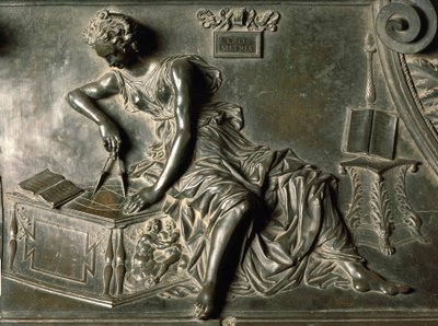 Geometria, detalhe da tumba de Sisto IV de Antonio Pollaiuolo (1432-1498), bronze, Basílica de São Pedro, Cidade do Vaticano de Antonio Pollaiuolo