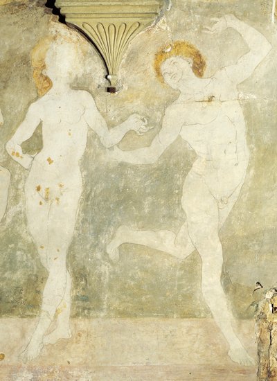 Dança nua de Antonio del Pollaiuolo ou Antonio Benci (cerca de 1431-1498), fresco, detalhe, Villa La Gallina, Arcetri, Florença de Antonio Pollaiuolo