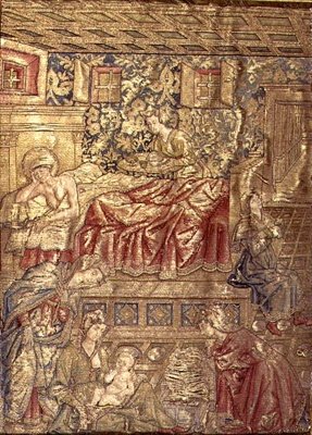 O Nascimento de São João Batista, tapeçaria retratando cenas da vida do santo (têxtil) de Antonio Pollaiuolo