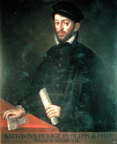 131 0794307/2 Retrato de Antonio Perez (1540-1611) político e secretário de Filipe II (óleo sobre painel) de Antonio Ponz